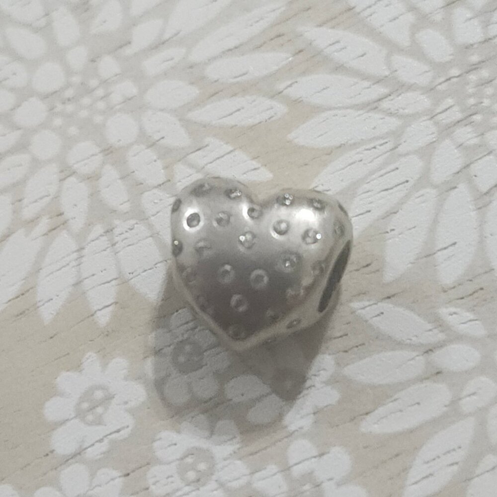 Pandora Sterling Silver Cz Puffy Heart Charm Bead